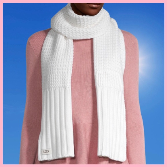UGG Ivory Chunky Textured Cardi Scarf Wool Blend Scarf NWT